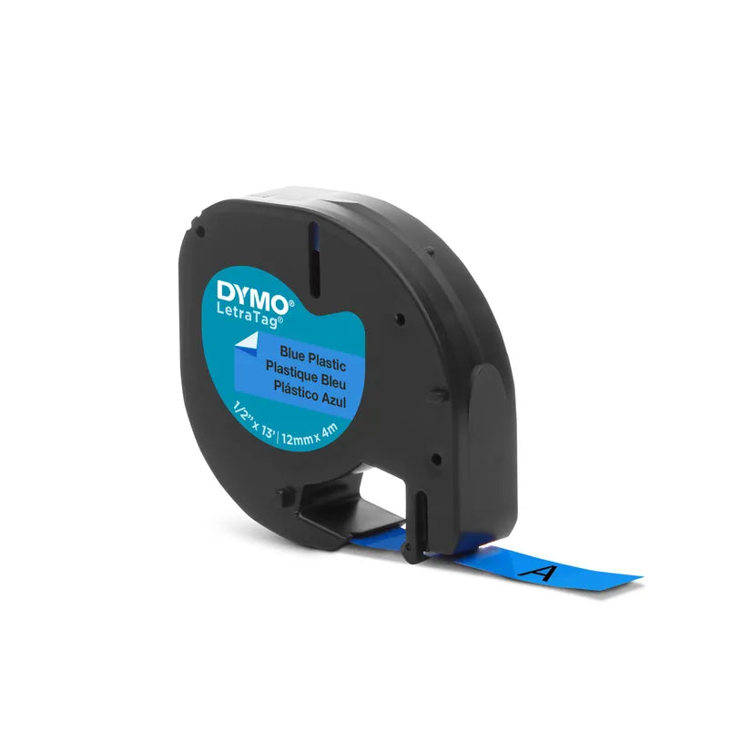 Ruban Dymo letratag 12mm - noir/bleu