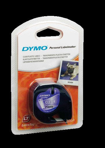 Ruban Dymo letratag  12mm -noir transparent