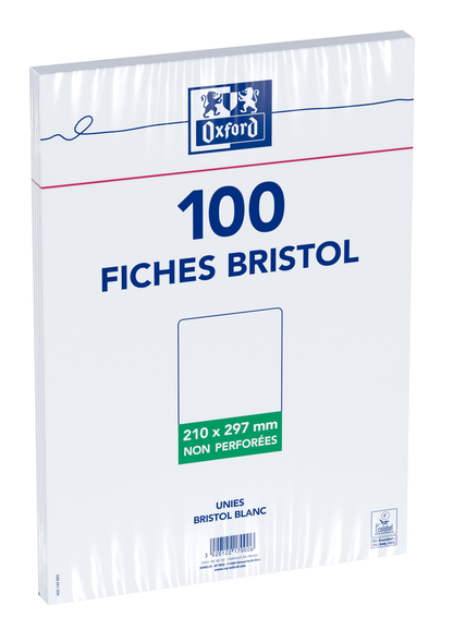 Fiches bristol a4 - pack de 100 - lignage uni