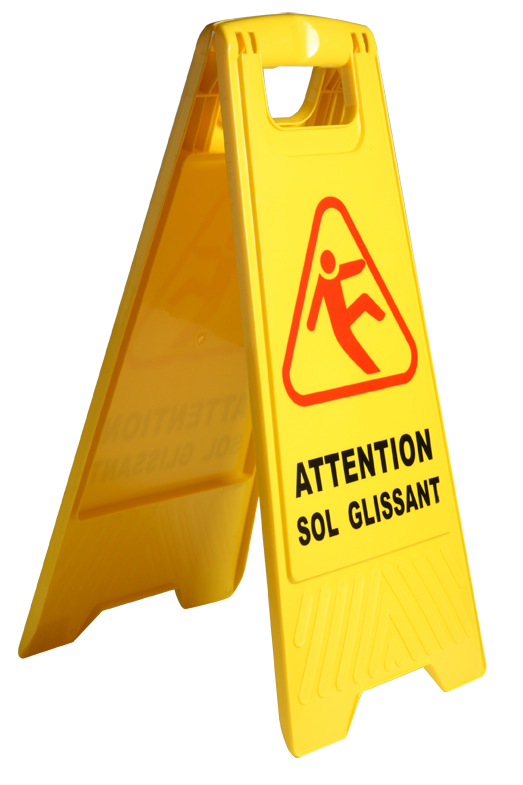 Panneau de signalisation "Attention sol glissant" haute visibilité