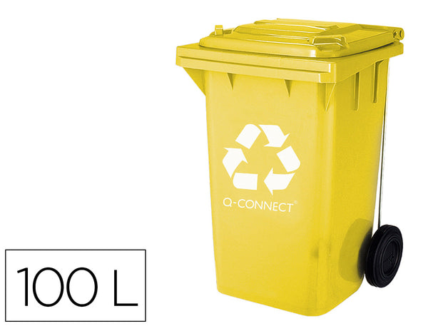Poubelle de tri sélectif 100l - plastique jaune