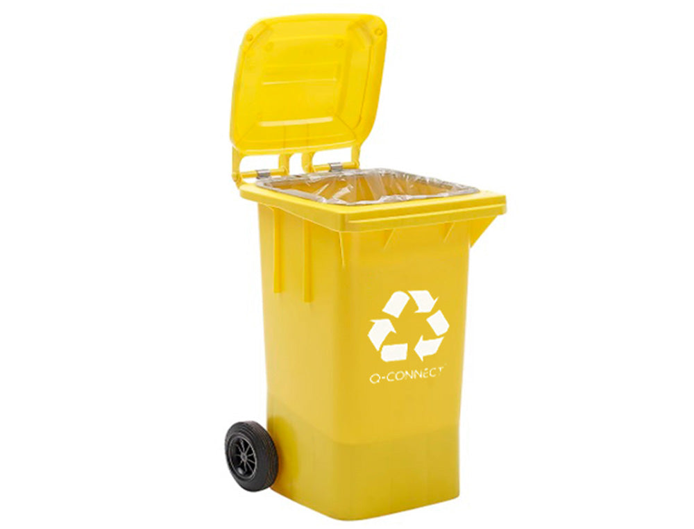 Poubelle de tri sélectif 100l - plastique jaune