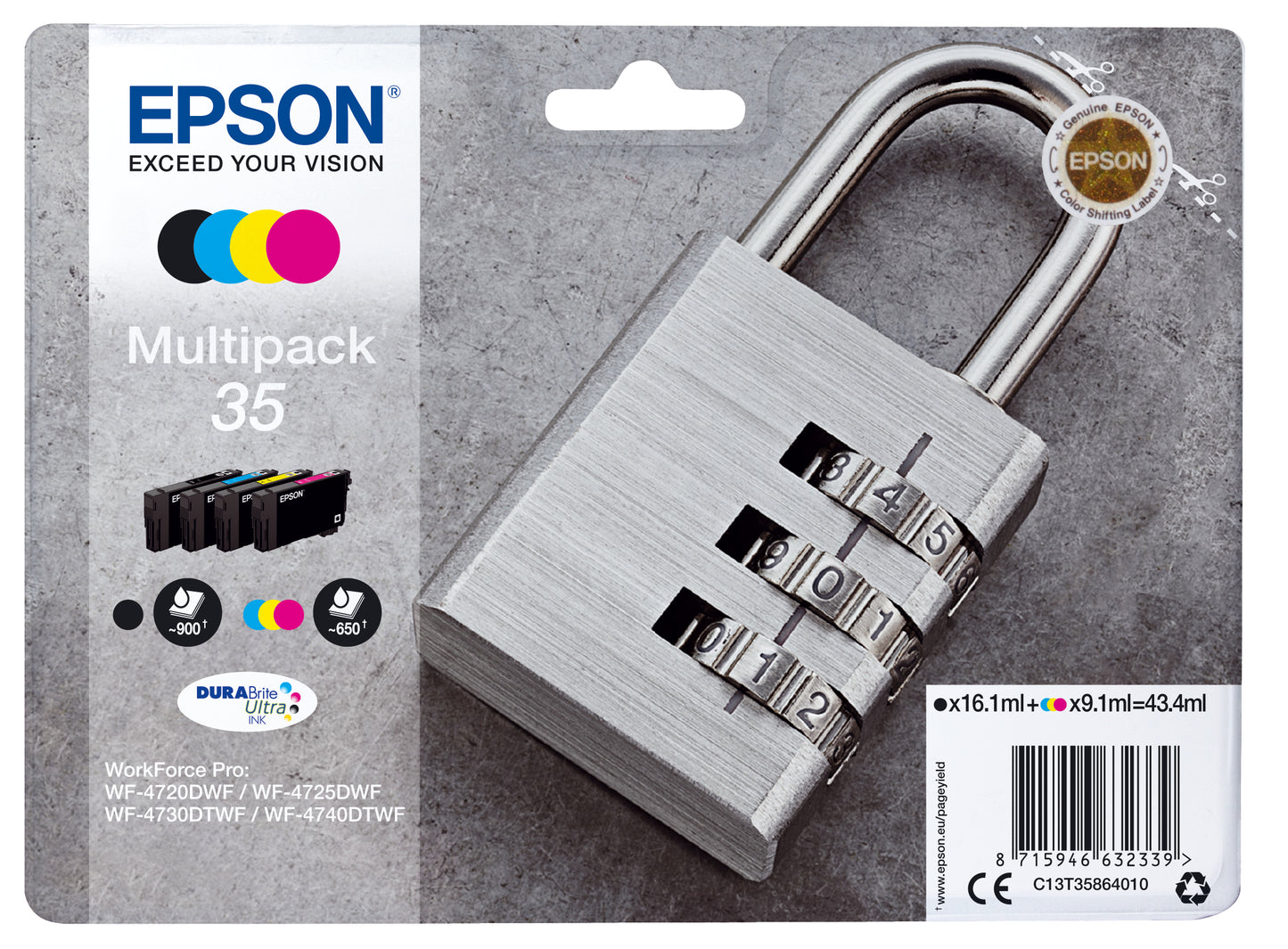 Cartouche Epsons multipack 35 - encre pigmentaire durable