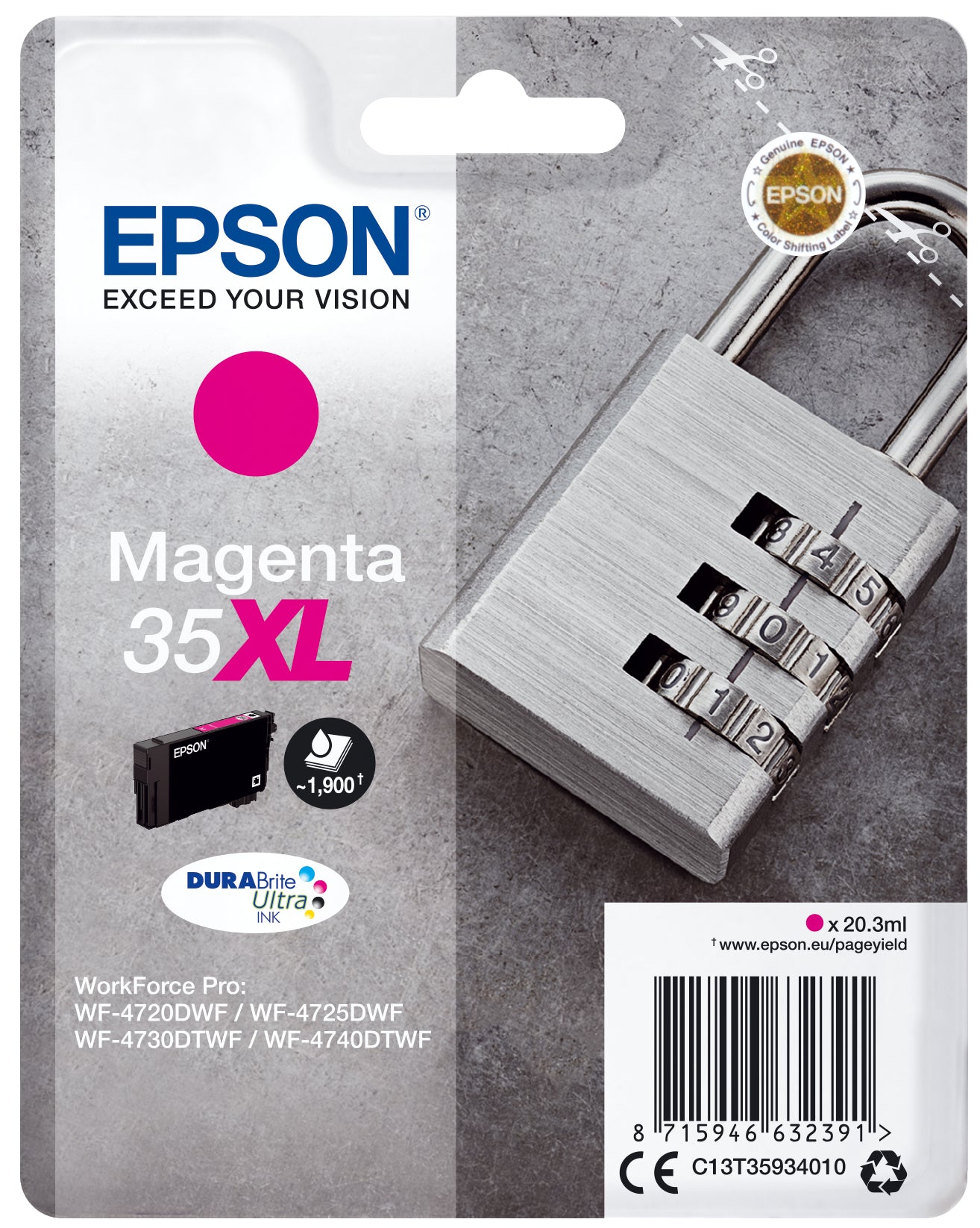 Cartouche Epson magenta xl - rendement élevé 1900 pages