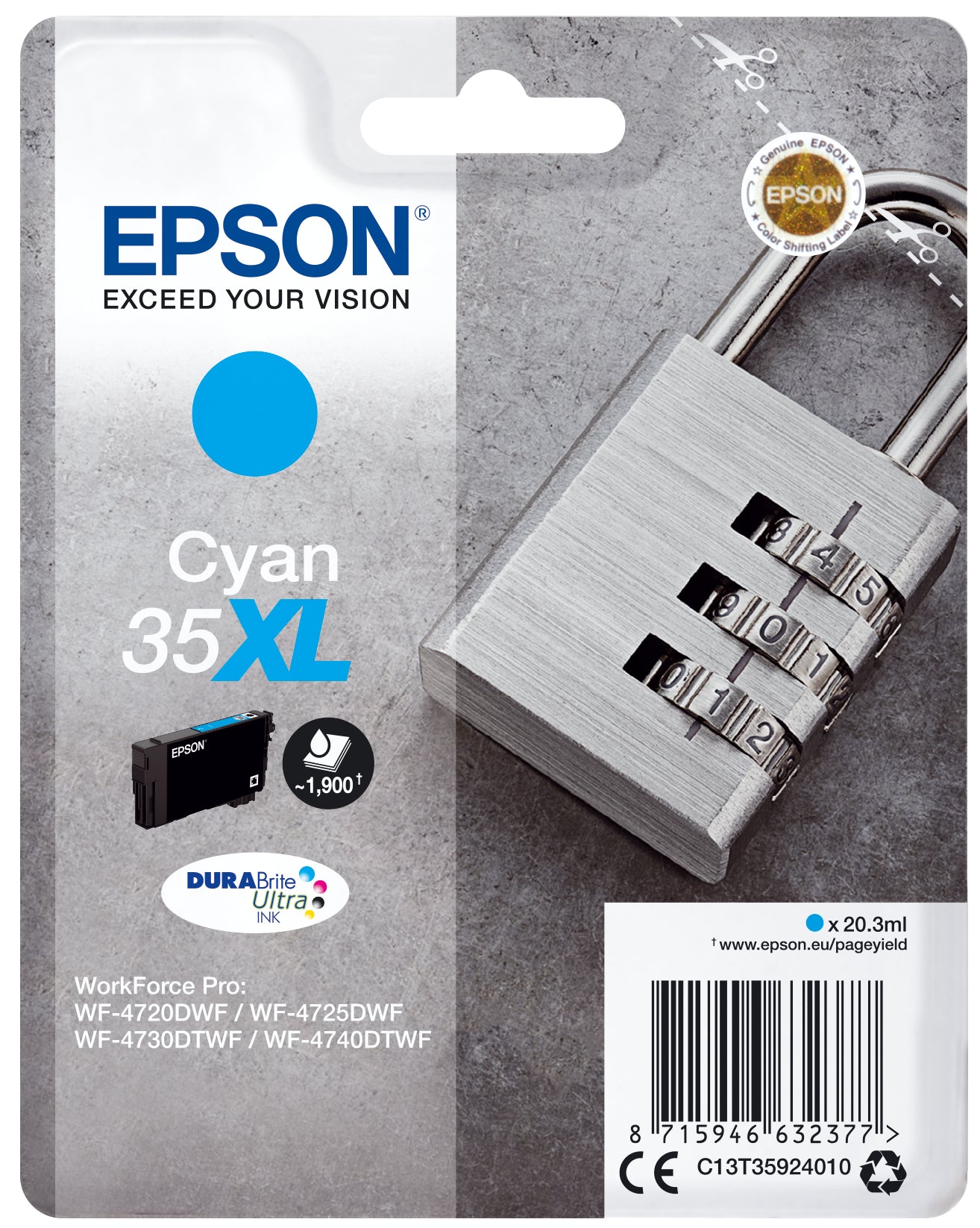 Cartouche Epson cyan xl - rendement élevé 1900 pages