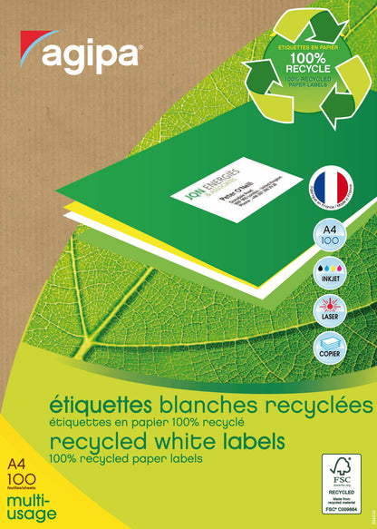 Étiquettes adhésives 105x37 mm - papier recyclé