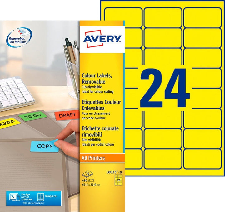 Étiquettes laser 63.5x33.9 mm - jaune fluorescent