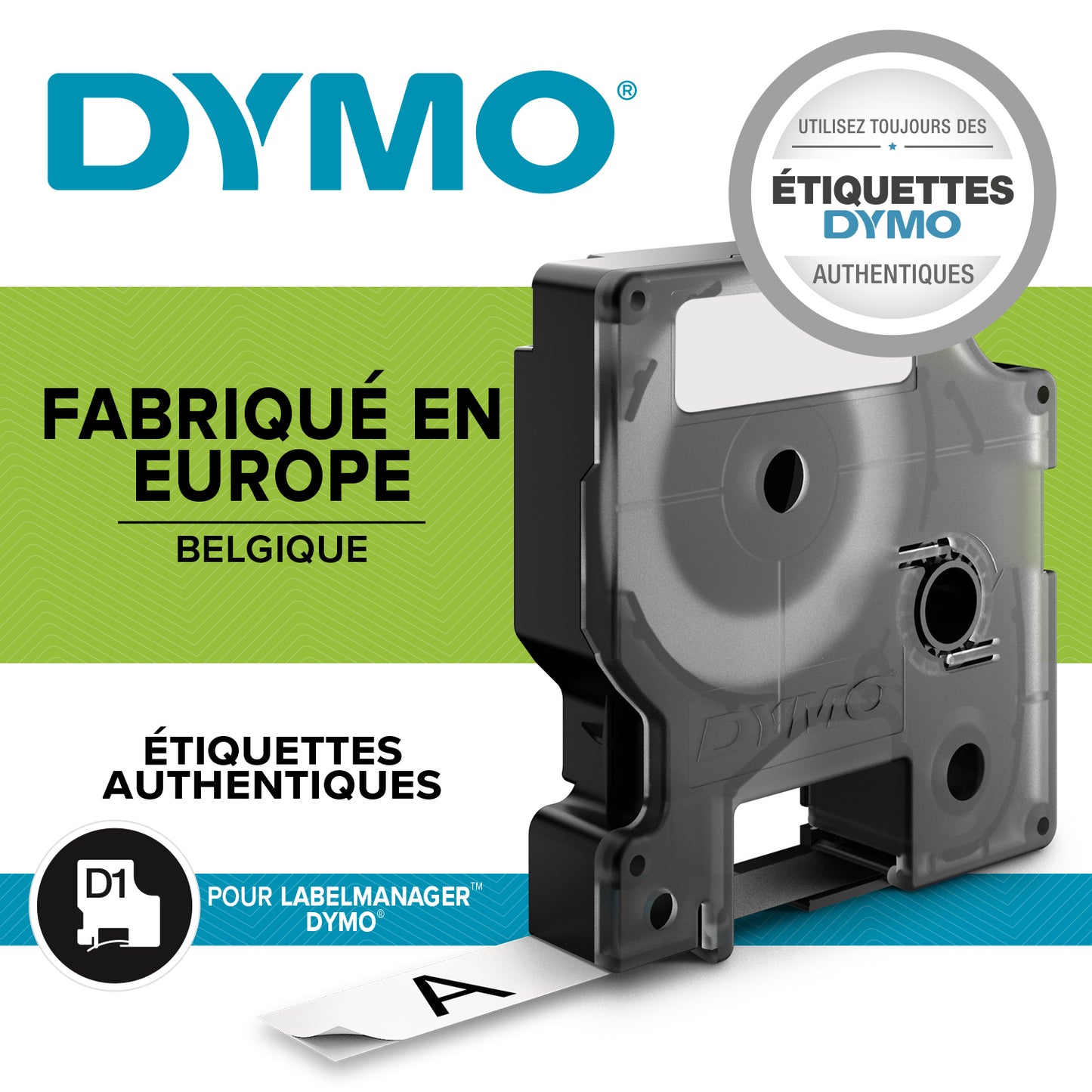 Ruban Dymo D1 12mm - noir/bleu