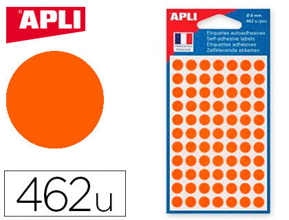 Pastilles adhésives 8 mm orange-sachet de 462