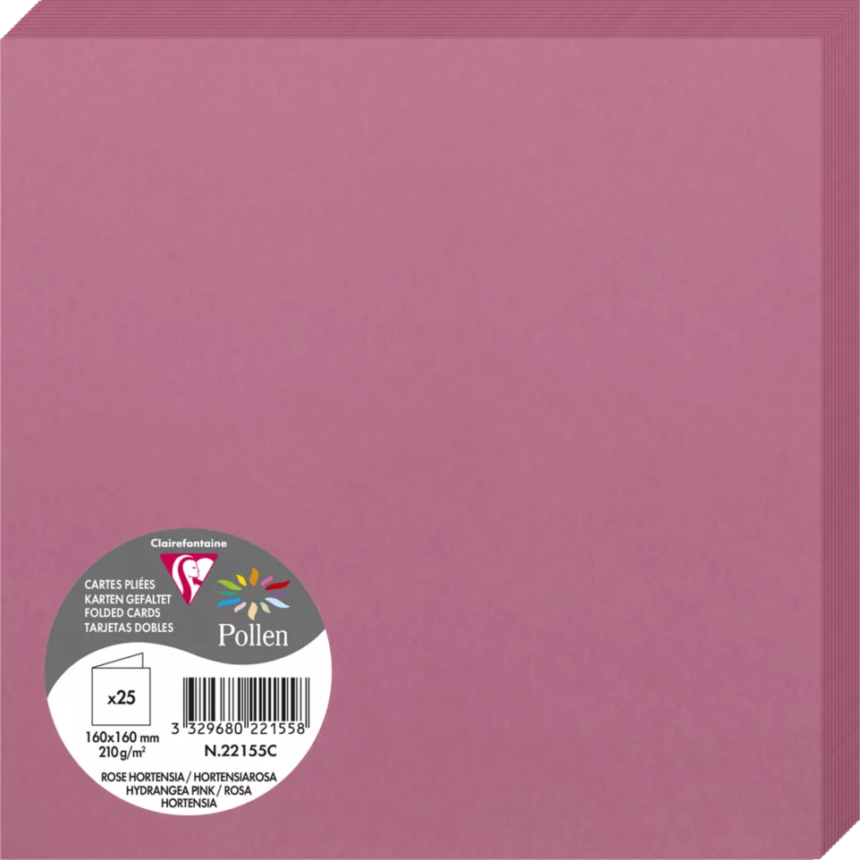 Carte carrée 160x160 mm - couleur rose hortensia