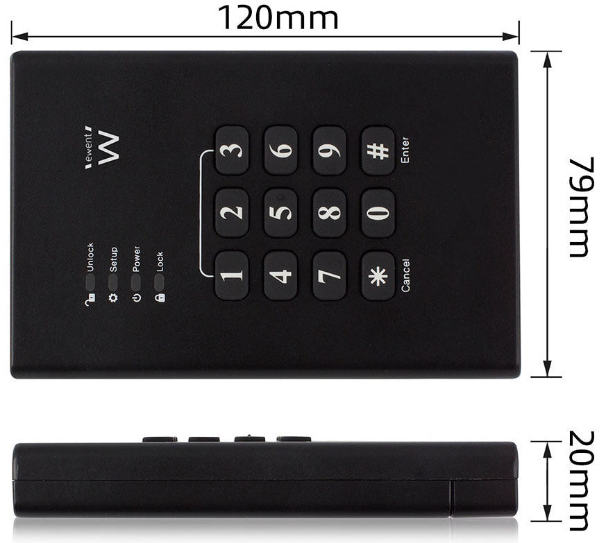 Boîtier Disque Dur 2,5" Crypté - USB 3.2 Gen 1