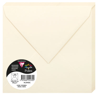 Enveloppes Pollen carrées 165x165 mm - ivoire, paquet de 20