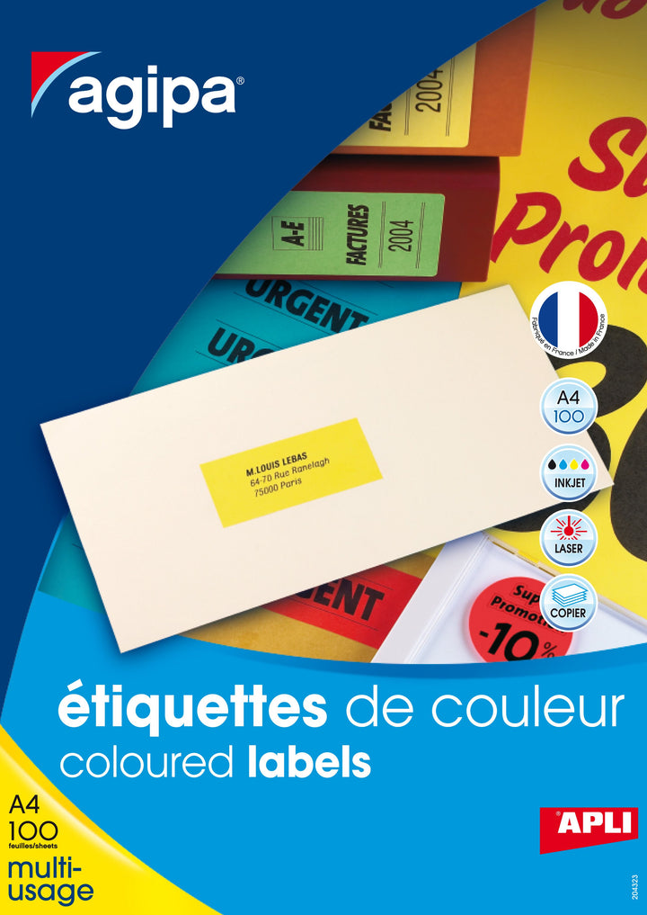 Étiquettes adhésives 70x31 mm - Jaune, 2700 unités