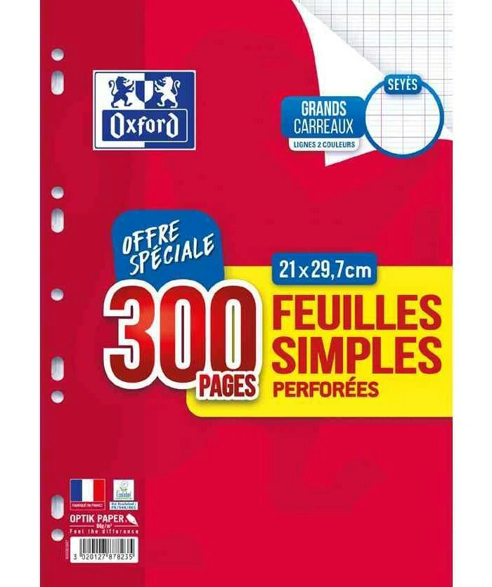 Feuillet mobile A4 Seyès 90g - 300 pages perforées