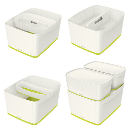 Boîte de Rangement MyBox - Design Empilable et Résistant - Blanc/Vert