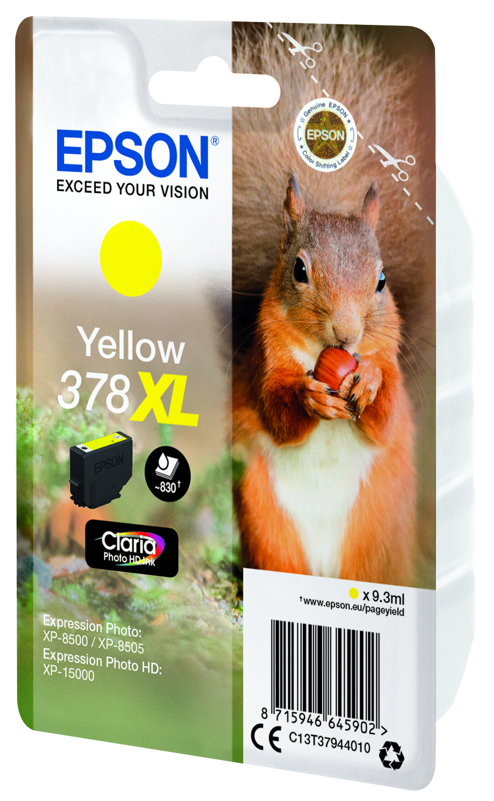 Cartouche d'encre Epson jaune 378xl - rendement élevé