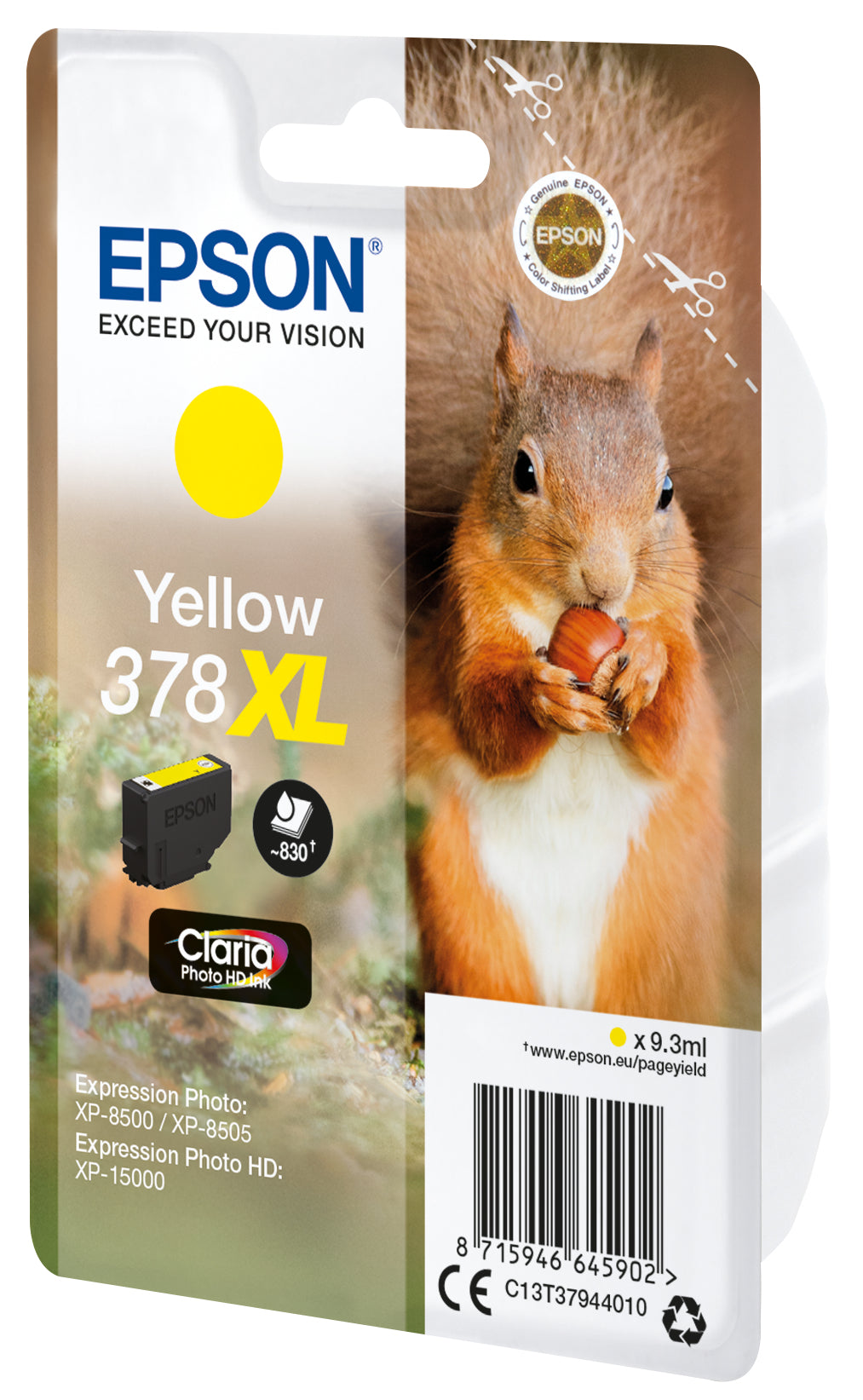 Cartouche d'encre Epson jaune 378xl - rendement élevé