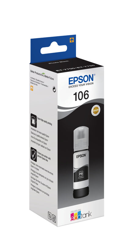 Cartouche d'encre epson t106 photo noire 70ml - haute qualité
