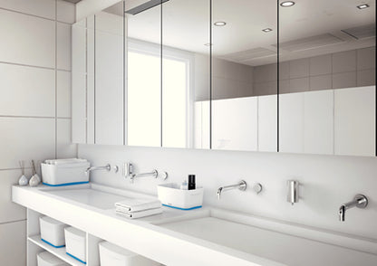 Boite de rangement alimentaire mybox avec couvercle -318 x 198 x 385 mm-blanc/bleu