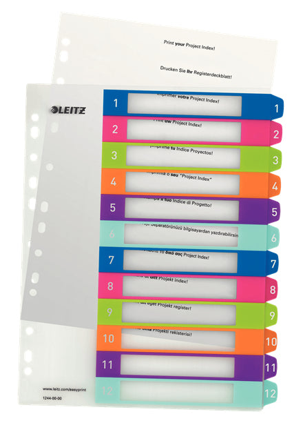 Intercalaires A4+ numériques 12 positions polypro rigide