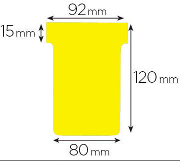 Fiche T planning, indice 3 / 92 mm, 170 g/m2 étui de 100,jaune