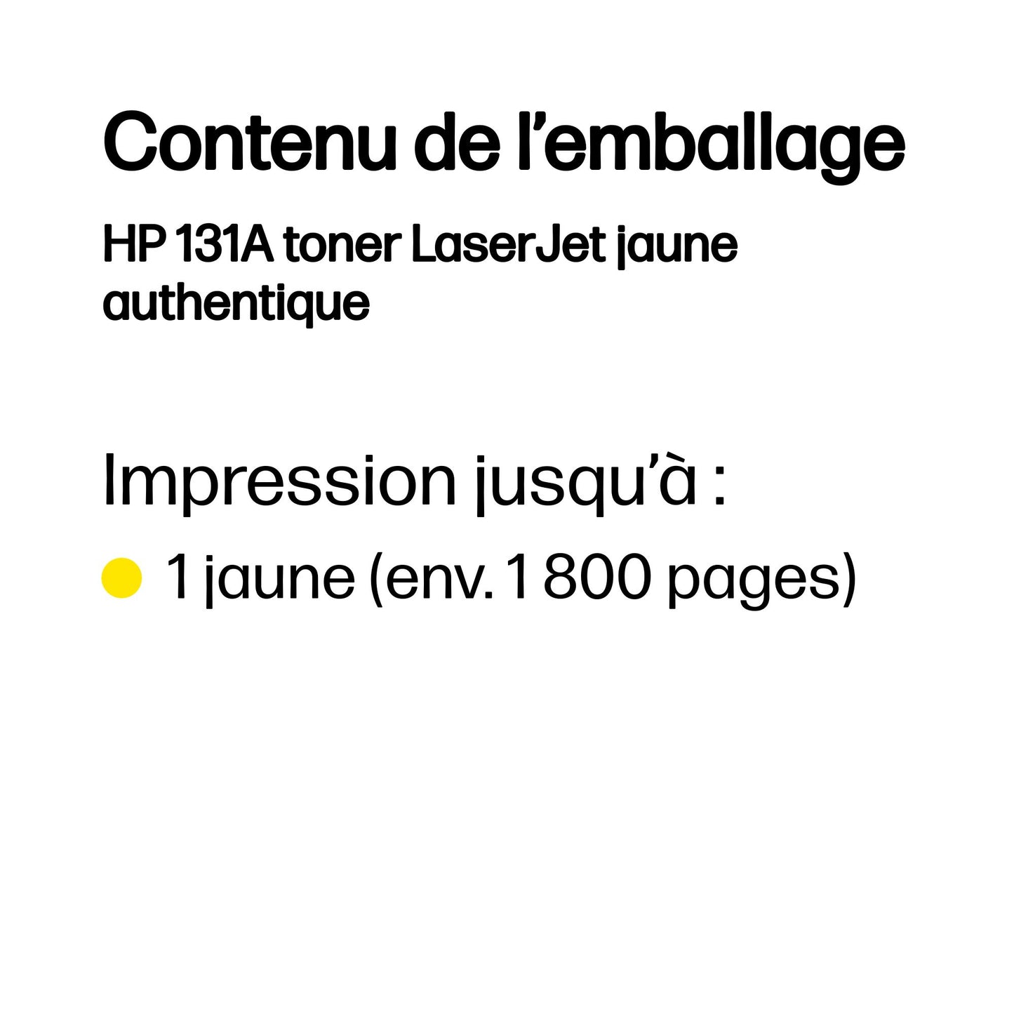 Cartouche toner HP jaune 131a - rendement 1800 pages