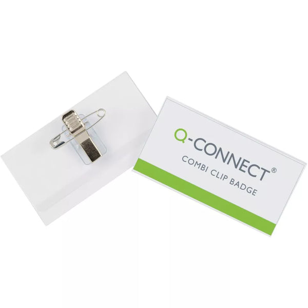Badge pvc rigide combi pince épingle  54x90mm - transparent et durable