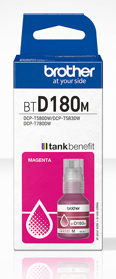 Bouteille d'encre Brother magenta btd180m - haute capacité 5k