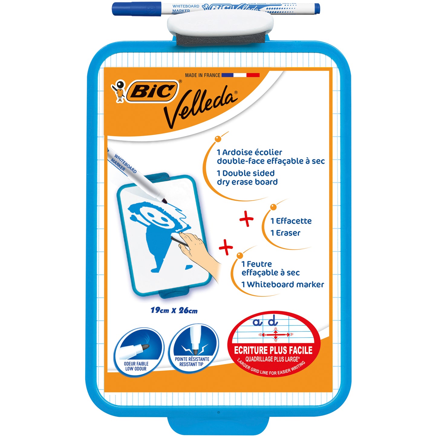 Ardoise bic double face 19x26 cm - effaçable à sec