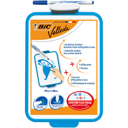 Ardoise bic double face 19x26 cm - effaçable à sec