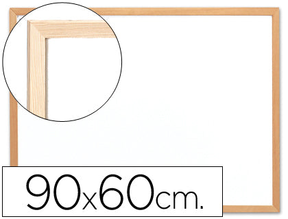 Tableau blanc mélaminé 90x60 cm - cadre en bois