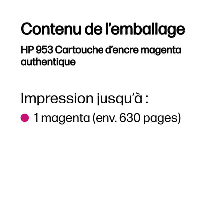Cartouche d'encre HP magenta 953 - rendement 630 pages