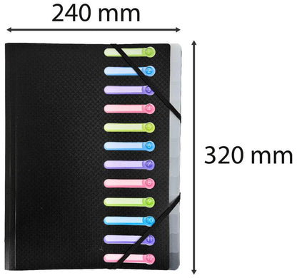 Trieur 12 compartiments noir - organisation optimale - 24x32 cm