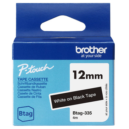 Ruban étiqueteuse Btag 12mm Blanc/Noir - Résistant et Durable
