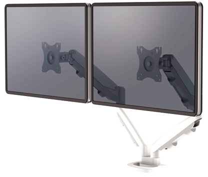 Support double écran blanc - ergonomie optimale