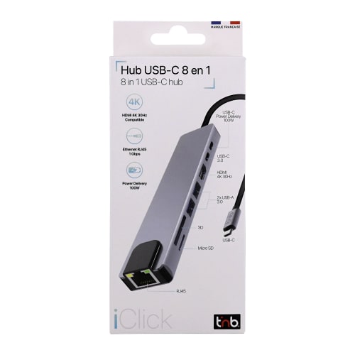 Hub USB-C 8 en 1 - Connectivité Étendue et Compacte