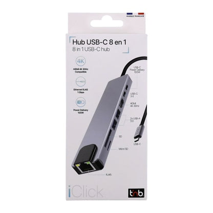 Hub USB-C 8 en 1 - Connectivité Étendue et Compacte