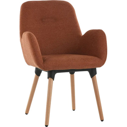 Fauteuil Shineo tissu brun terracotta piétement bois