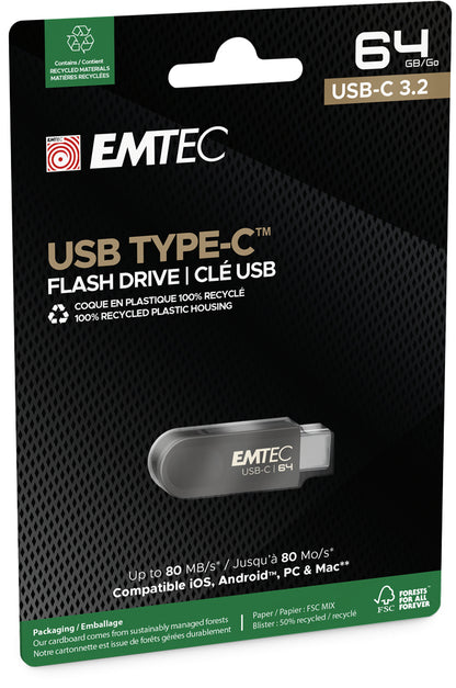 Clé usb-c 64gb 3.2 - haute vitesse et compatibilité
