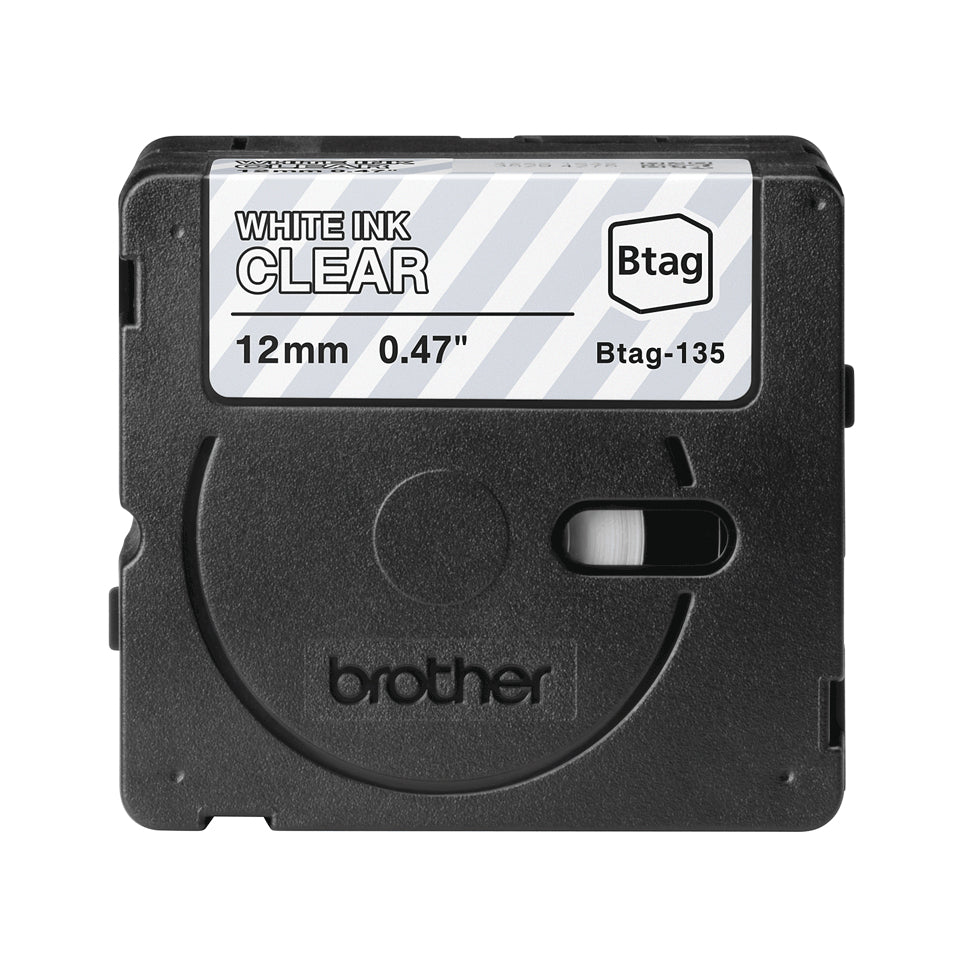 Ruban  Brother Btag 12mm - blanc-transparent
