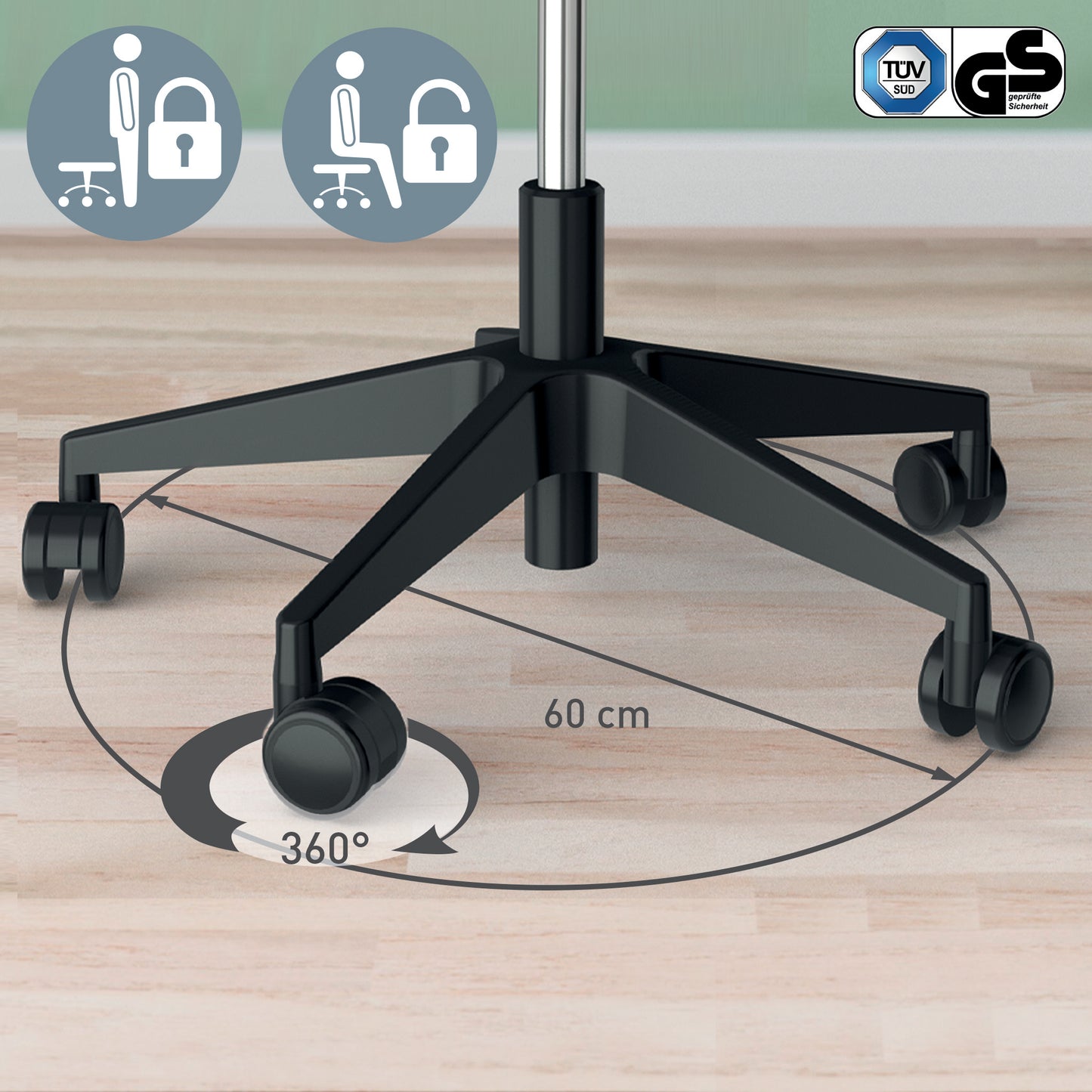 Tabouret de bureau Confort - Siège Rembourré Noir-ergonomique