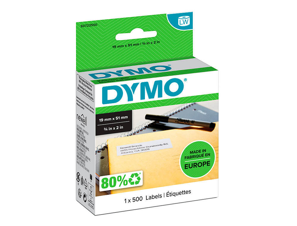 Etiquettes pour Dymo labelwriter 19x51 mm - rlx de 500 étiquettes
