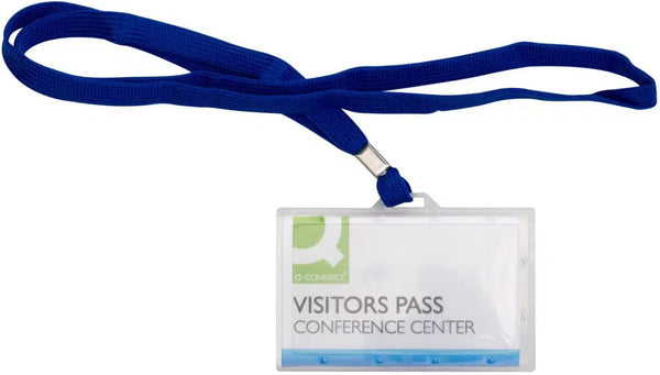 Porte-badge rigide 94x60 mm avec lacet bleu