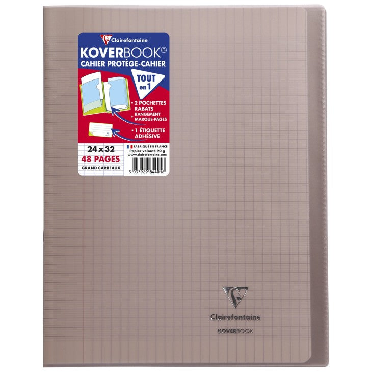 Cahier koverbook 24x32 quadrillé seyés- polypropylène  48 pages