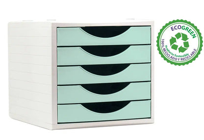 Module Classement 5 tiroirs vert Pastel