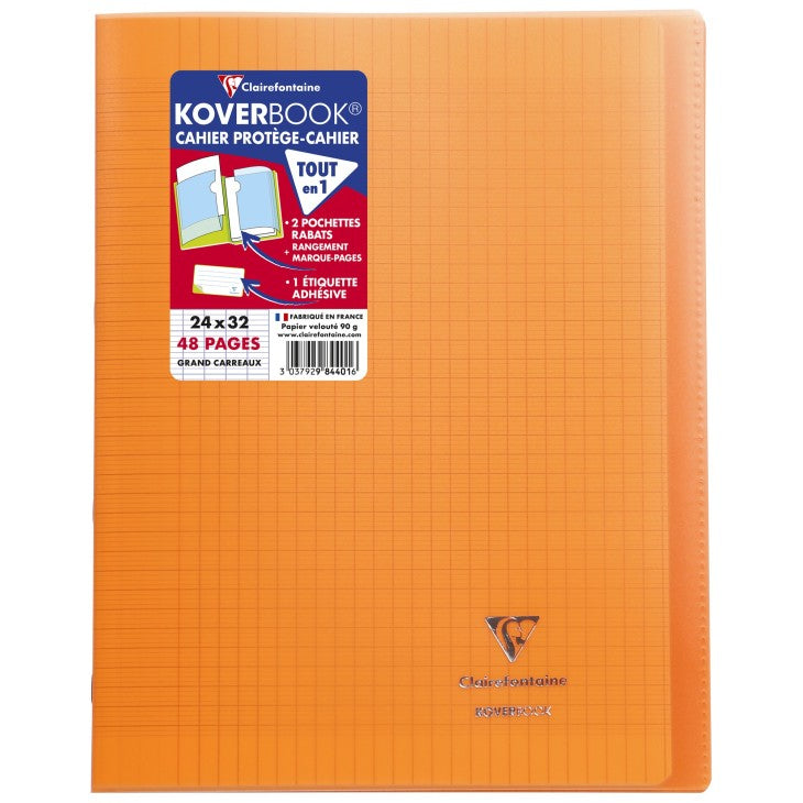 Cahier koverbook 24x32 quadrillé seyés- polypropylène  48 pages