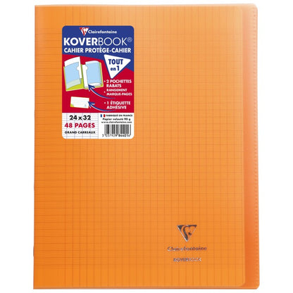 Cahier koverbook 24x32 quadrillé seyés- polypropylène  48 pages