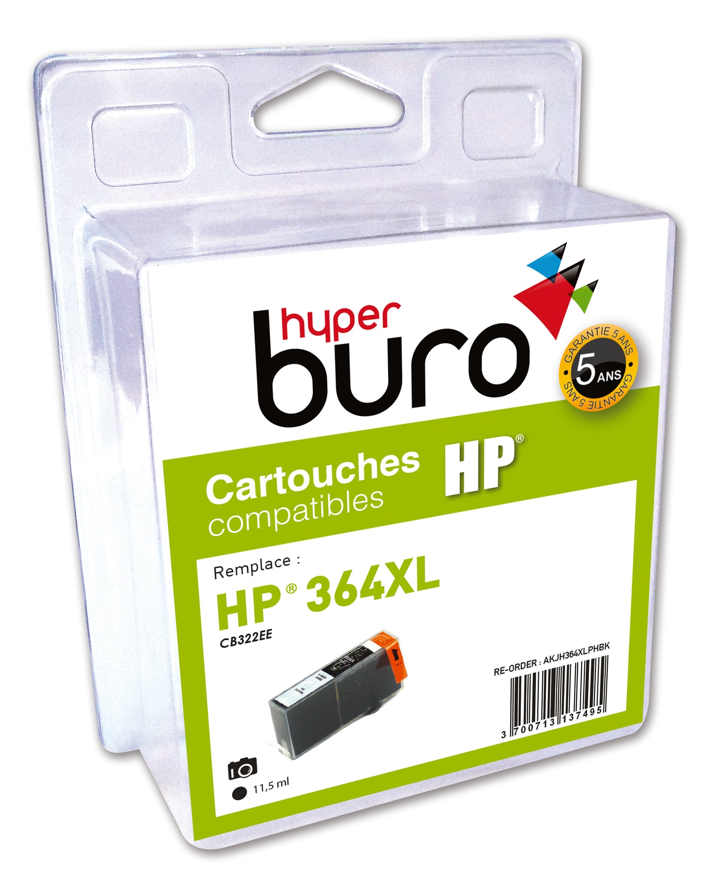 Cartouche Compatible HP 364 XL - 11,5 ml photo noir