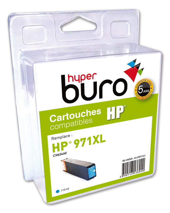 Cartouche  remanufacturée HP 971XL cyan - grande capacité 110ml