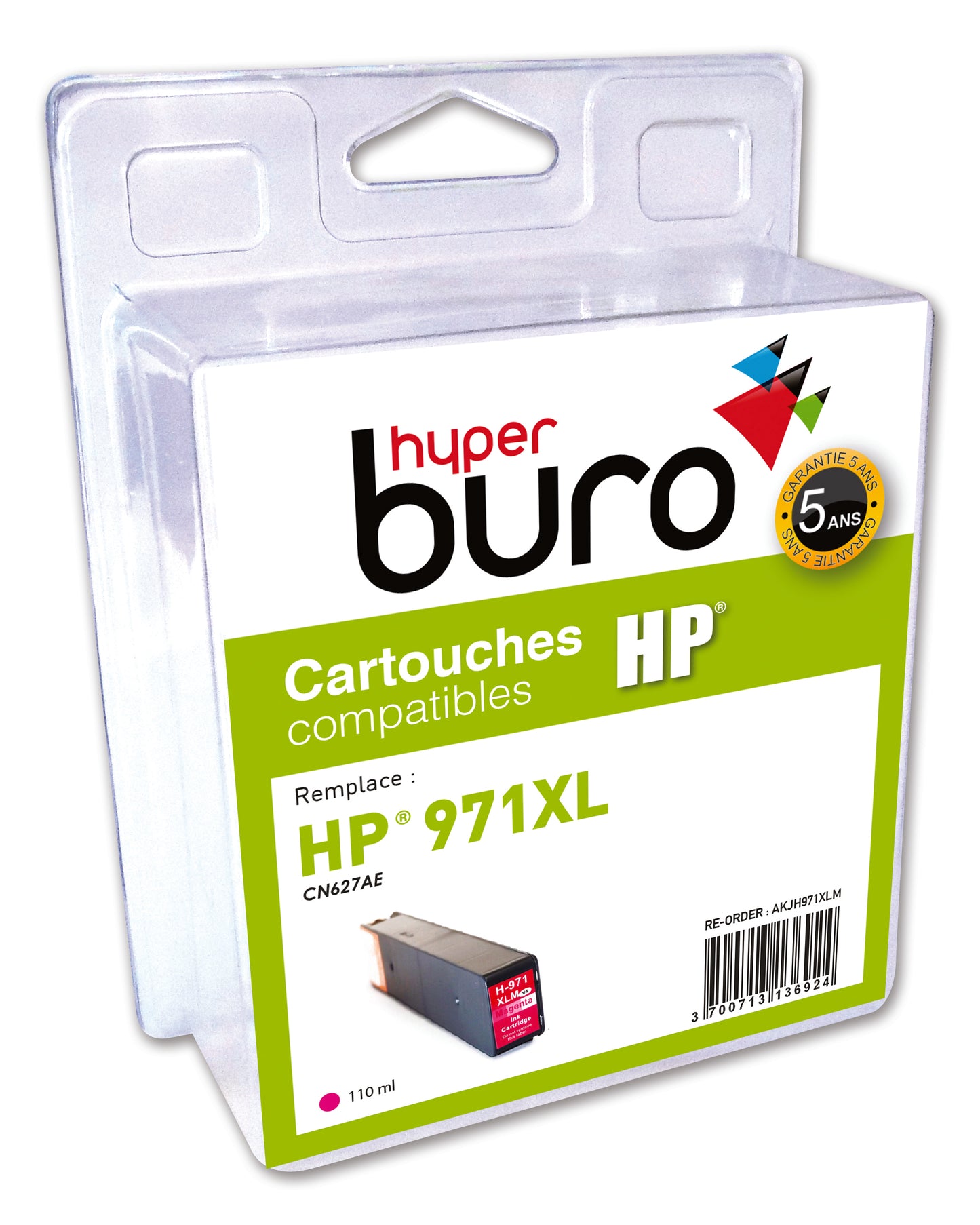 Cartouche  remanufacturée HP 971XL magenta- haute capacité 110 ml